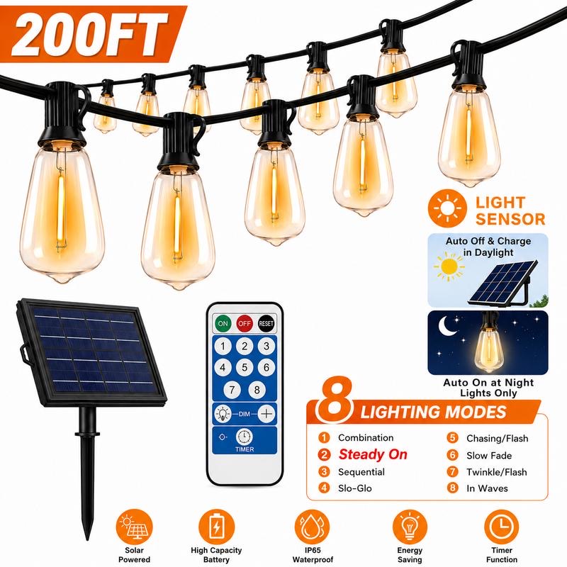 Solar String Lights, Light Sensor Activated (Day Charge_Night Auto O
